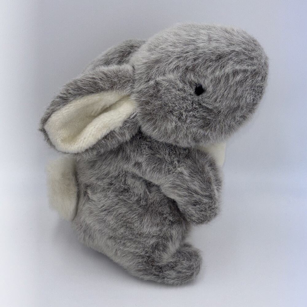 EDEN 10" PERKY Vintage Standing Plush Bunny Rabbit Gray & White Fur Grey